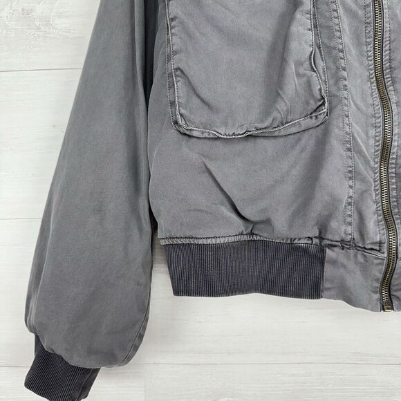 Revolve Young Fabulous & Broke Crop Jacket Women L Earhart‎ Gray Sherpa Collar - Picture 6 of 16